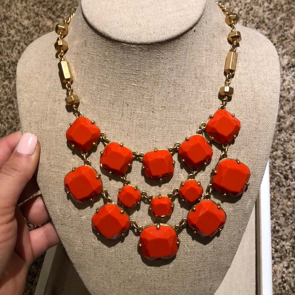 Stella & Dot Burnt Orange & Gold Statement Necklac
